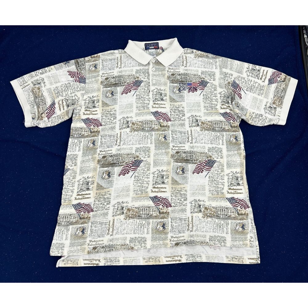 US Open Golf Collection Shirt Men's XL American Flag Declaration of Independence